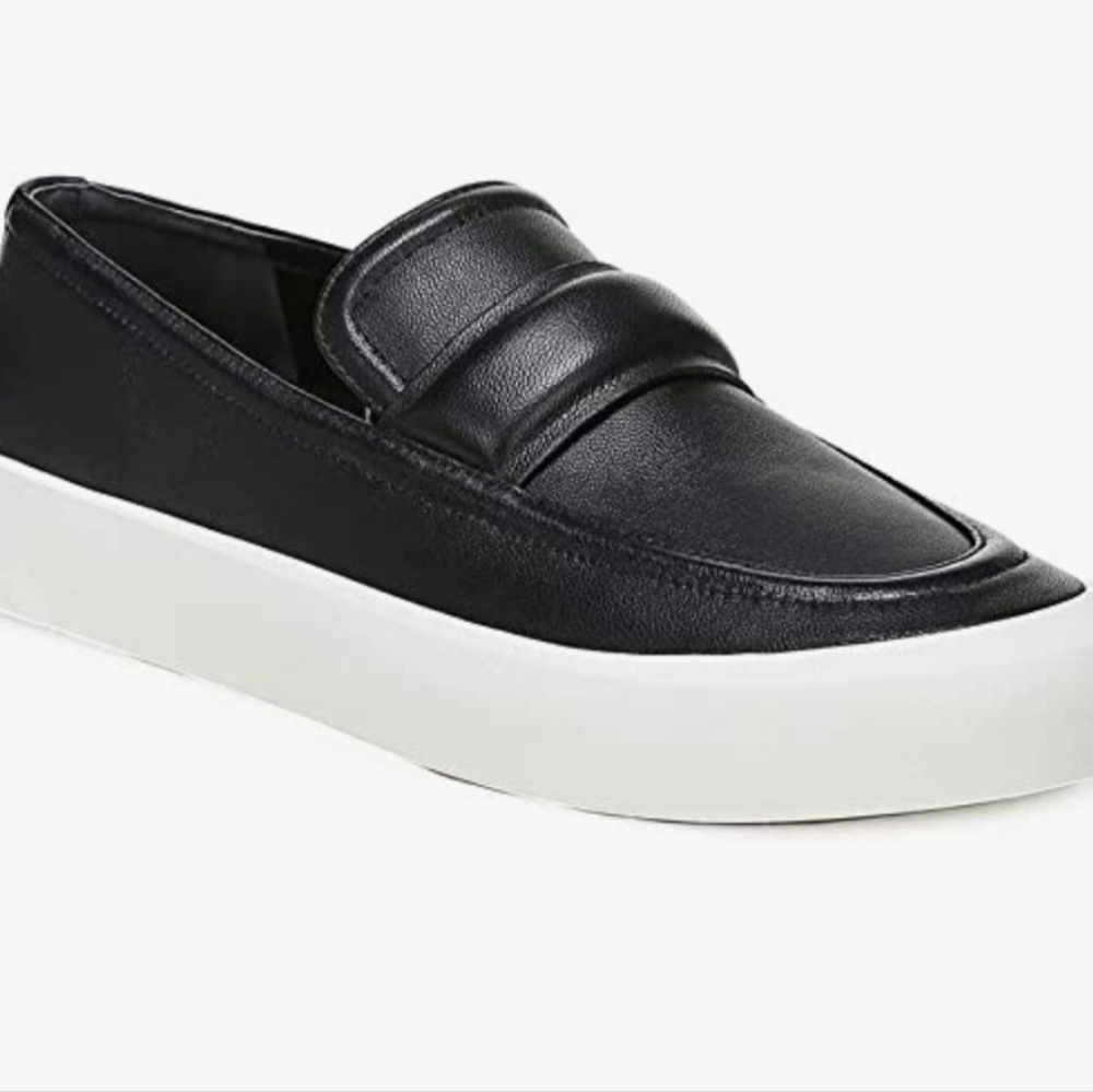 Vince Ghita Leather Platform Loafers - Black